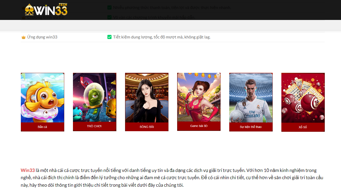 Những trò chơi cá cược Win33 cung cấp