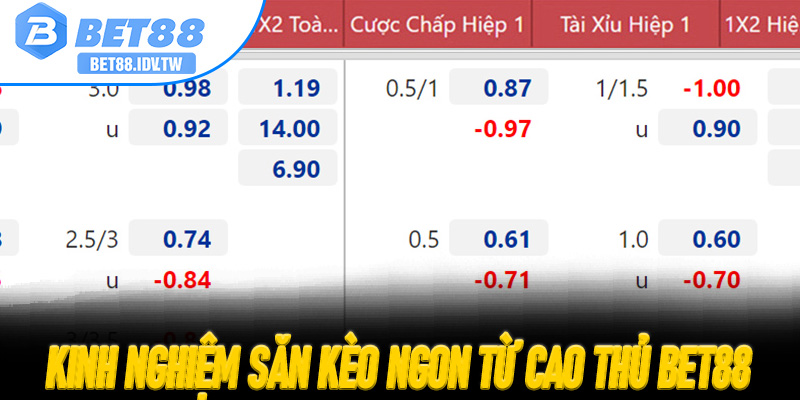 Kinh nghiệm săn kèo ngon từ cao thủ Bet88